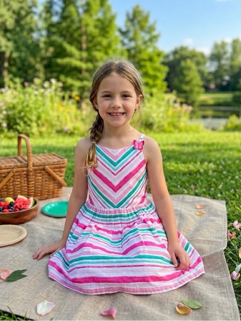 Summer Sun Dress Gymboree size 8 100% Cotton Butterfly Island Hopper Pink Stripe